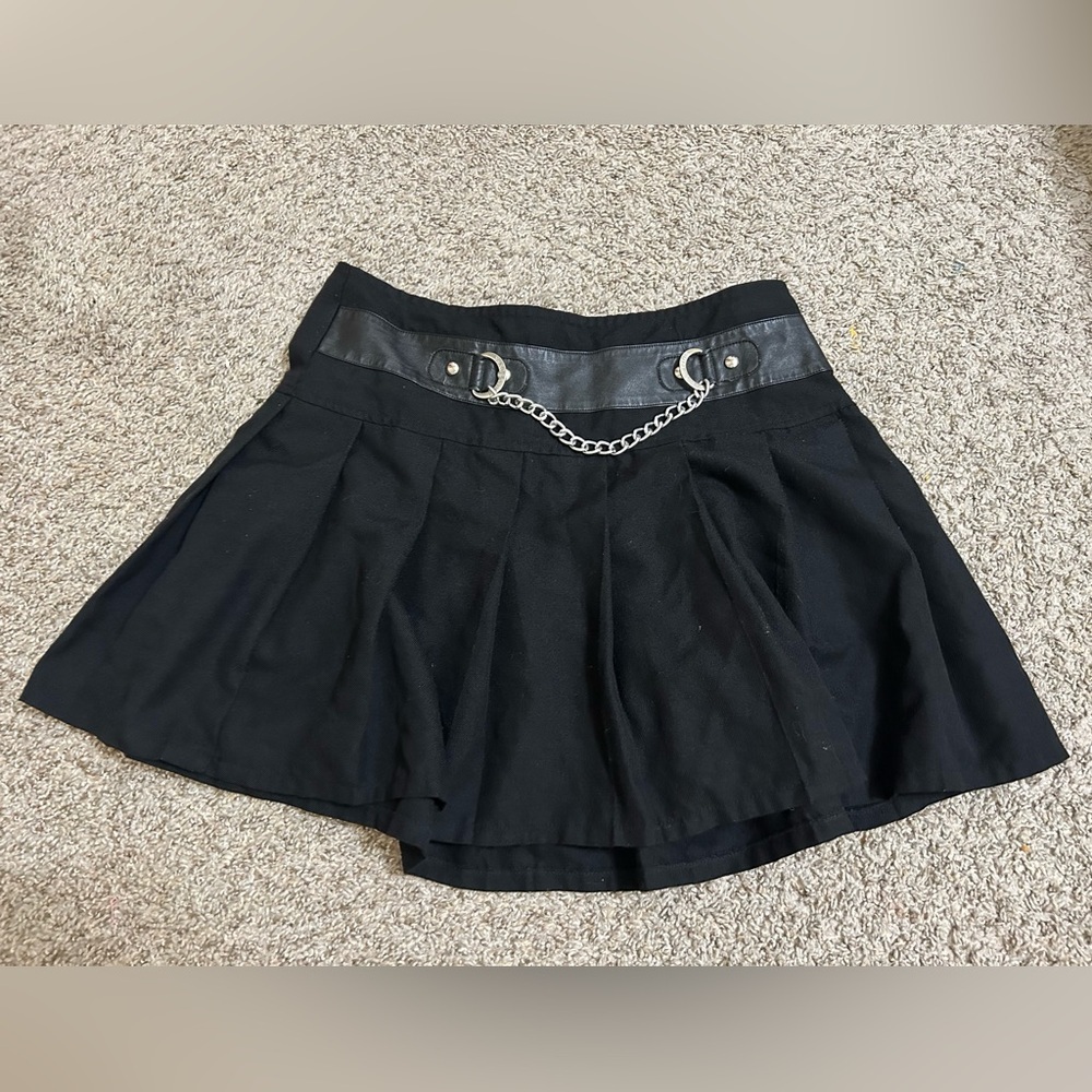 Royal Bones Daang Goodman Skirt Sz L Black Pleated Mini Chain Goth Grunge Skater